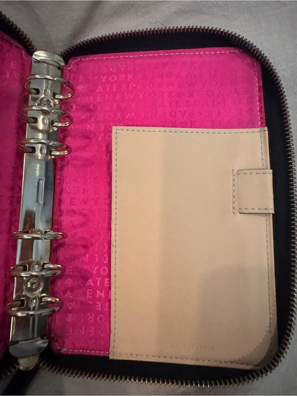 kate spade Black Leather Zip Agenda/Organizer